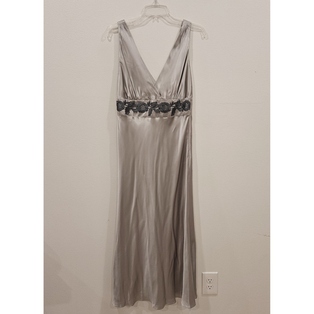 Newport News 100% Silk Slip Maxi Formal Dress 6 Fairy Whimsy Romantic Y2K Silver